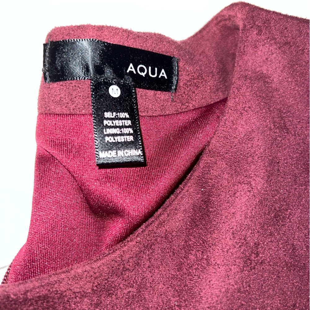 Aqua maroon knee length suede dress Bloomingdale’s size M